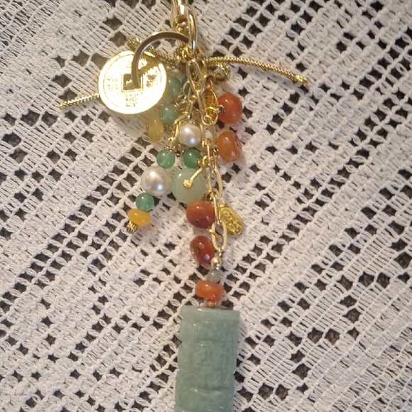 Gemstone And Gold Keychain/Handbag Charm - Picture 4 of 10